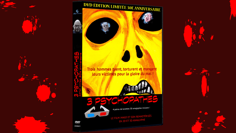 Vendredi 13 août 2021 sortira le DVD du long-métrage 3 psychopathes en édition limitée pour les 30 ans du film, en version remastérisée image et son (Dolby Digital stéréo) avec en plus une version en 3D. Dans le boîtier couleur or, vous trouverez quatre paires de lunettes 3D anaglyphes rouge et bleu. Et en plus, il y a 12 minutes de bonus avec images inédites. Tout cela pour la modique sommes de CHF 17,90 (env. 15 EUR). Le DVD est en précommande ici. Le film sortira le même jour en VOD location et vente en 4K UHD.