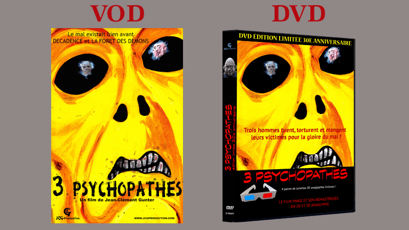 Film d'horreur image et son remastérisé : c'est le jour J pour la sortie de 3 psychopathes version remastérisée pour les 30 ans du film. En VOD location 48 h 00 et vente en 4K UHD ainsi qu'en DVD avec le film en 2D et en 3D anaglyphe avec quatre paires de lunettes rouge et bleu ainsi que des bonus inédits et tout cela dans un beau boîtier couleur or.