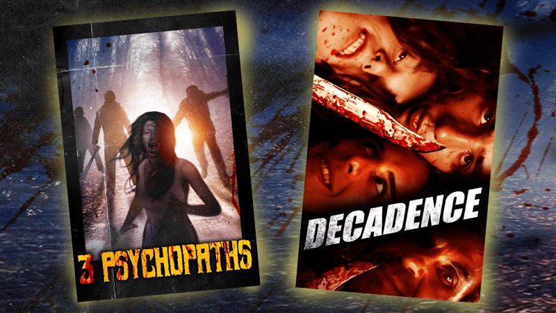 DVD films d'horreur gore et érotique, pour avoir peur - 3 psychopaths et Decadence (édition USA).