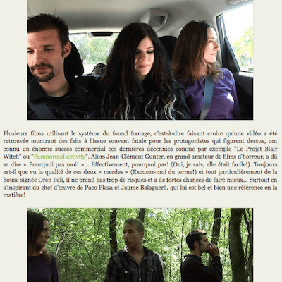 Found footage horror film: here is an article from the DVD Pas Chériens website on the film Why Us!.