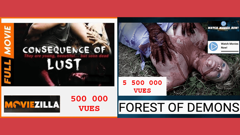 Film d'horreur avec démons et film d'horreur avec des psychopathes, vous aimez ? Séquelles (Consequence of Lust) est un gros succès en AVOD sur Moviezilla avec 500 000 vues et est classé très largement numéro 1 pendant que La forêt des démons (Forest of Demons) s'offre le lux d'être un énorme succès sur Watch Movies Now!. Avec 5 500 000 vues, le film est en quatrième position sur cette chaîne. C'est à peine croyable ! Vous avez la possibilité de regarder mes films gratuitement sur ces deux chaînes YouTube. Le principe est le même qu'à la télévision. Nous gagnons de l'argent avec la publicité. L'AVOD est très certainement l'avenir de la VOD. Séquelles est 18 ans et La forêt des démons est 16 ans.