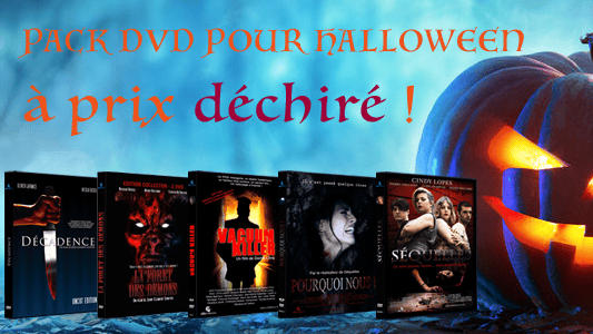 5 DVD à prix exceptionnel pour vous s'éclater à Halloween ! CHF 12,00 seulement les cinq films ! Décadence, La Forêt des démons, Vacuum killer, Pourquoi Nous ! et Séquelles. Offre valable jusqu’au 1ᵉʳ novembre 2018. Les DVD sont disponibles à la vente sur notre site.